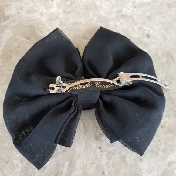 NEW Hair Accessories: Navy Blue Scrunchie and Black Bow Clip - Picture 4 of 4